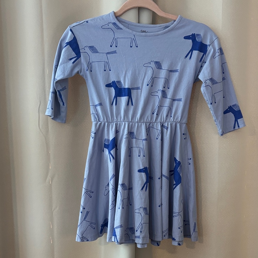 Tea Collection Blue Horse Print Casual Dress